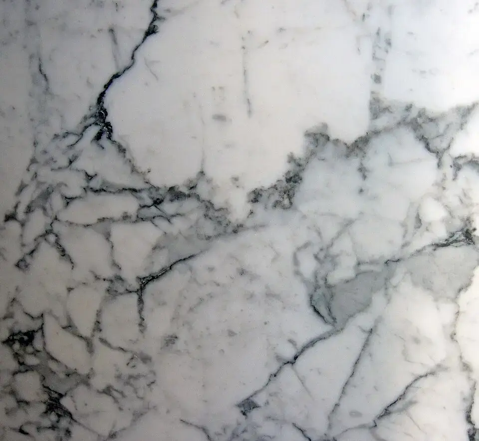 White marble slab with grey veining